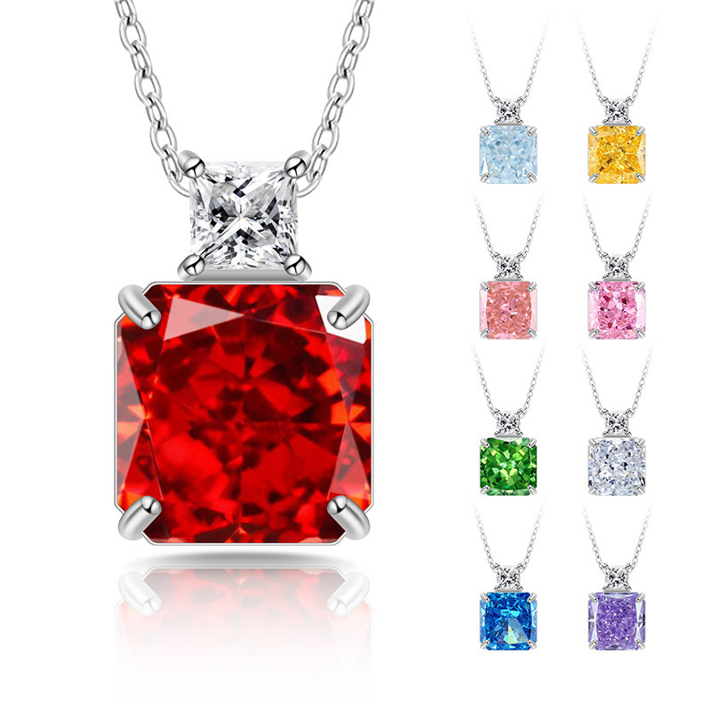 Perfume Fine Fragrance - Ciondolo quadrato con diamante ad alto