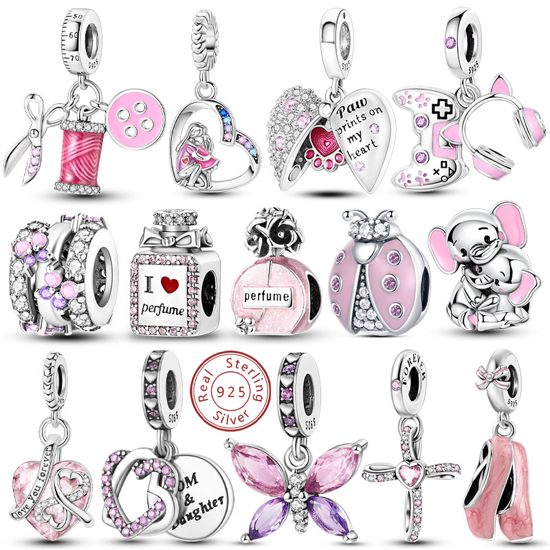 Perfume Fine Fragrance - Ciondoli rosa Originali in argento sterling