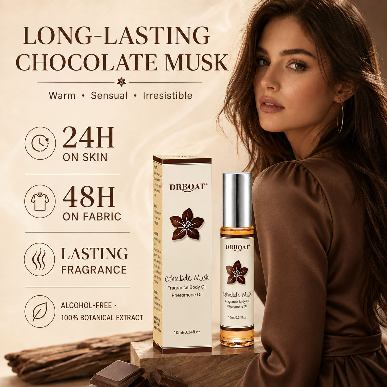 Amber Musk Oil - Profumo Roll-On da Donna al Cioccolato